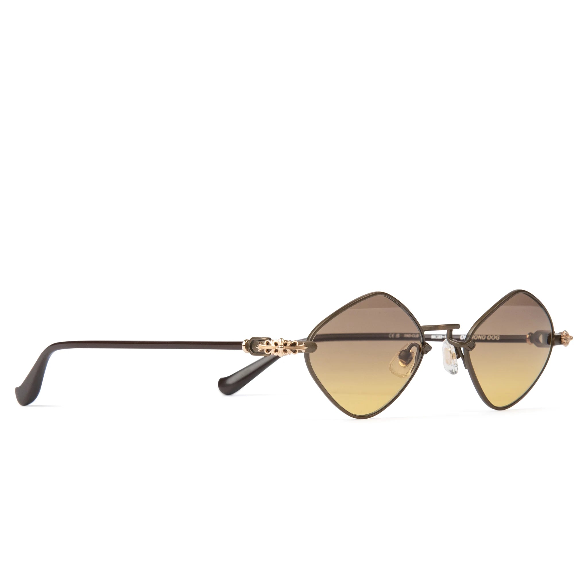 Front side view of Chrome Hearts Diamond Dog Light Brown Sunglasses